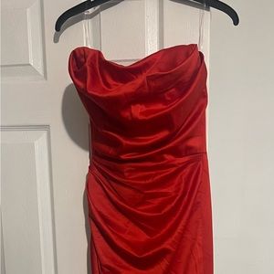 ADRIENNE
Scarlet Satin Strapless Gown House of CB  size small